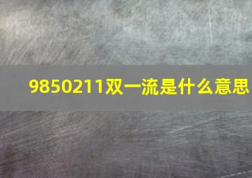 9850211双一流是什么意思