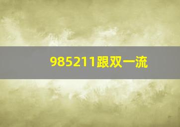 985211跟双一流