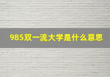 985双一流大学是什么意思