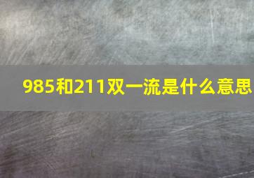 985和211双一流是什么意思