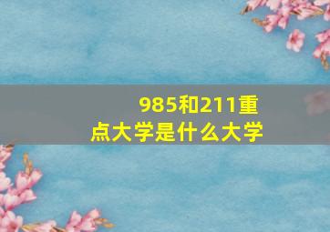 985和211重点大学是什么大学