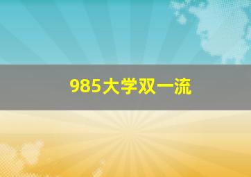 985大学双一流