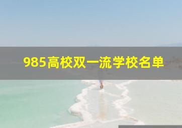 985高校双一流学校名单