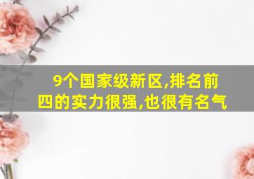 9个国家级新区,排名前四的实力很强,也很有名气