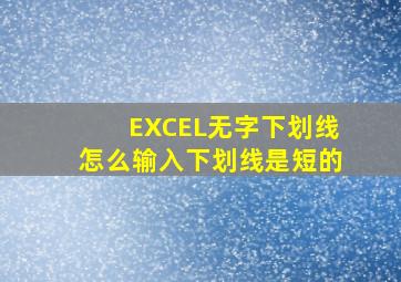 EXCEL无字下划线怎么输入下划线是短的