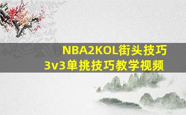 NBA2KOL街头技巧3v3单挑技巧教学视频