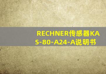 RECHNER传感器KAS-80-A24-A说明书