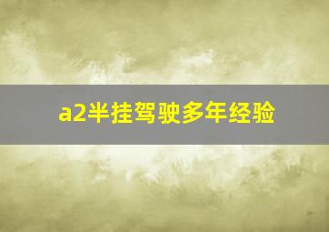 a2半挂驾驶多年经验