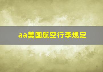 aa美国航空行李规定