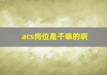 acs岗位是干嘛的啊