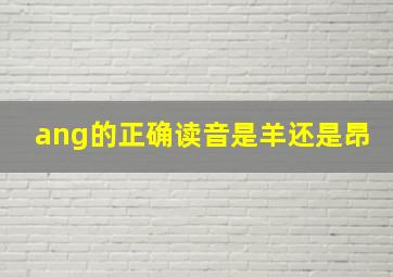 ang的正确读音是羊还是昂