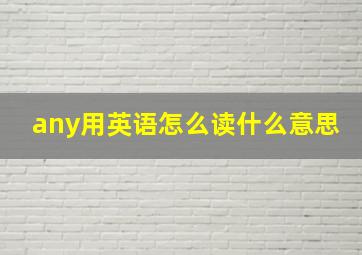 any用英语怎么读什么意思