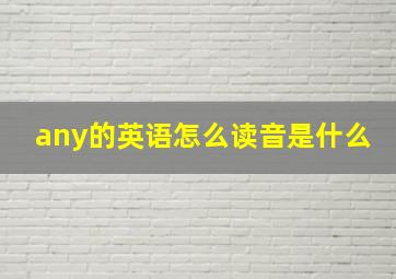 any的英语怎么读音是什么