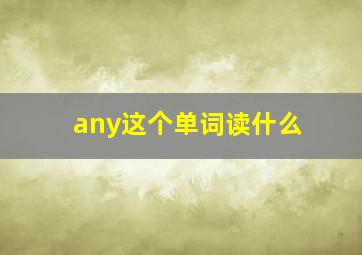 any这个单词读什么