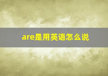 are是用英语怎么说