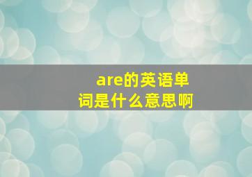 are的英语单词是什么意思啊