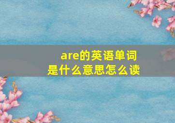 are的英语单词是什么意思怎么读