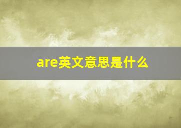 are英文意思是什么