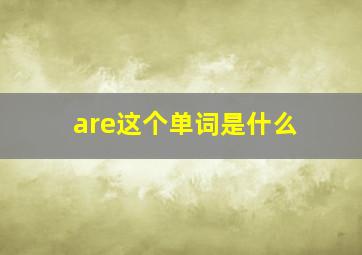 are这个单词是什么