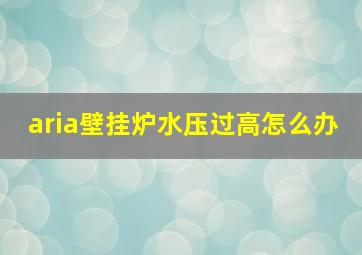 aria壁挂炉水压过高怎么办