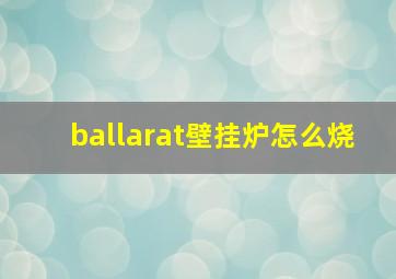 ballarat壁挂炉怎么烧