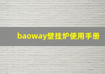 baoway壁挂炉使用手册