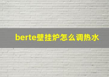 berte壁挂炉怎么调热水