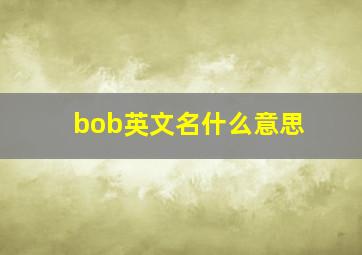 bob英文名什么意思