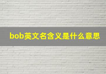 bob英文名含义是什么意思