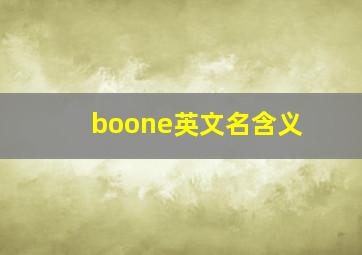 boone英文名含义