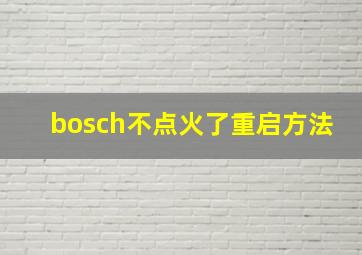 bosch不点火了重启方法