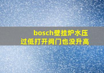 bosch壁挂炉水压过低打开阀门也没升高