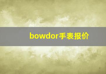 bowdor手表报价