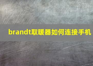 brandt取暖器如何连接手机