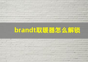 brandt取暖器怎么解锁