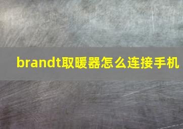 brandt取暖器怎么连接手机