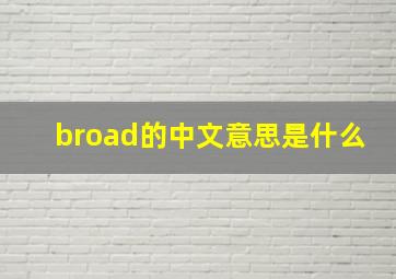 broad的中文意思是什么