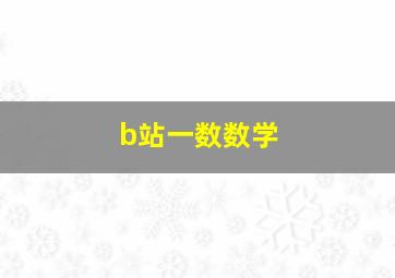 b站一数数学