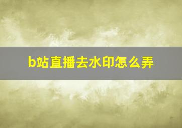 b站直播去水印怎么弄