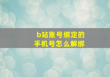 b站账号绑定的手机号怎么解绑