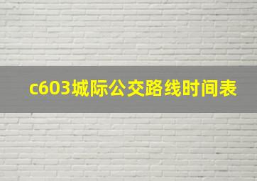 c603城际公交路线时间表