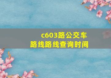 c603路公交车路线路线查询时间