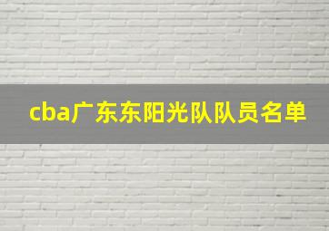 cba广东东阳光队队员名单