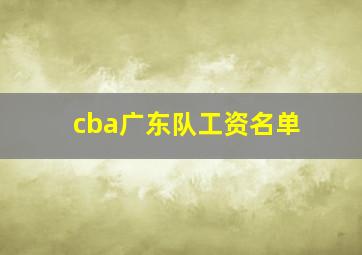 cba广东队工资名单