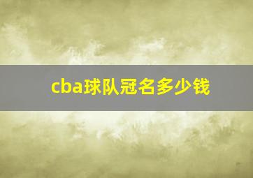 cba球队冠名多少钱