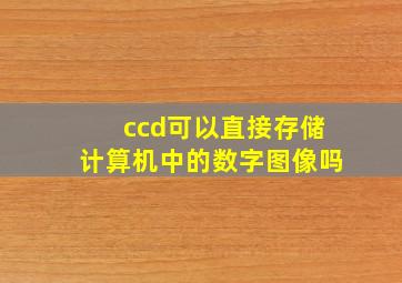 ccd可以直接存储计算机中的数字图像吗