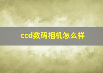 ccd数码相机怎么样