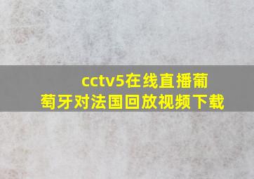 cctv5在线直播葡萄牙对法国回放视频下载