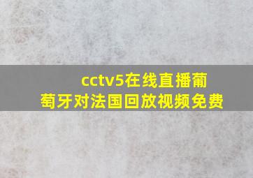 cctv5在线直播葡萄牙对法国回放视频免费