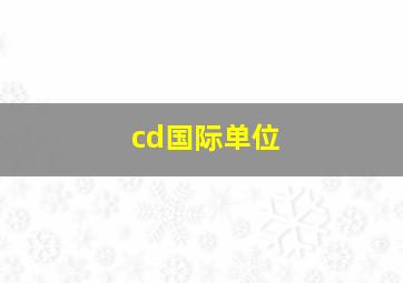 cd国际单位